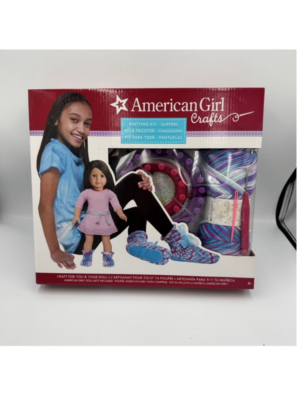 American Girl Craft For You & Your Doll Knitting Kit Matching Slippers NEW